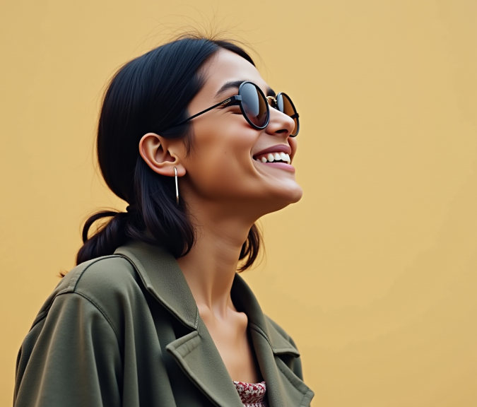 Minimalist Side Smile: Woman